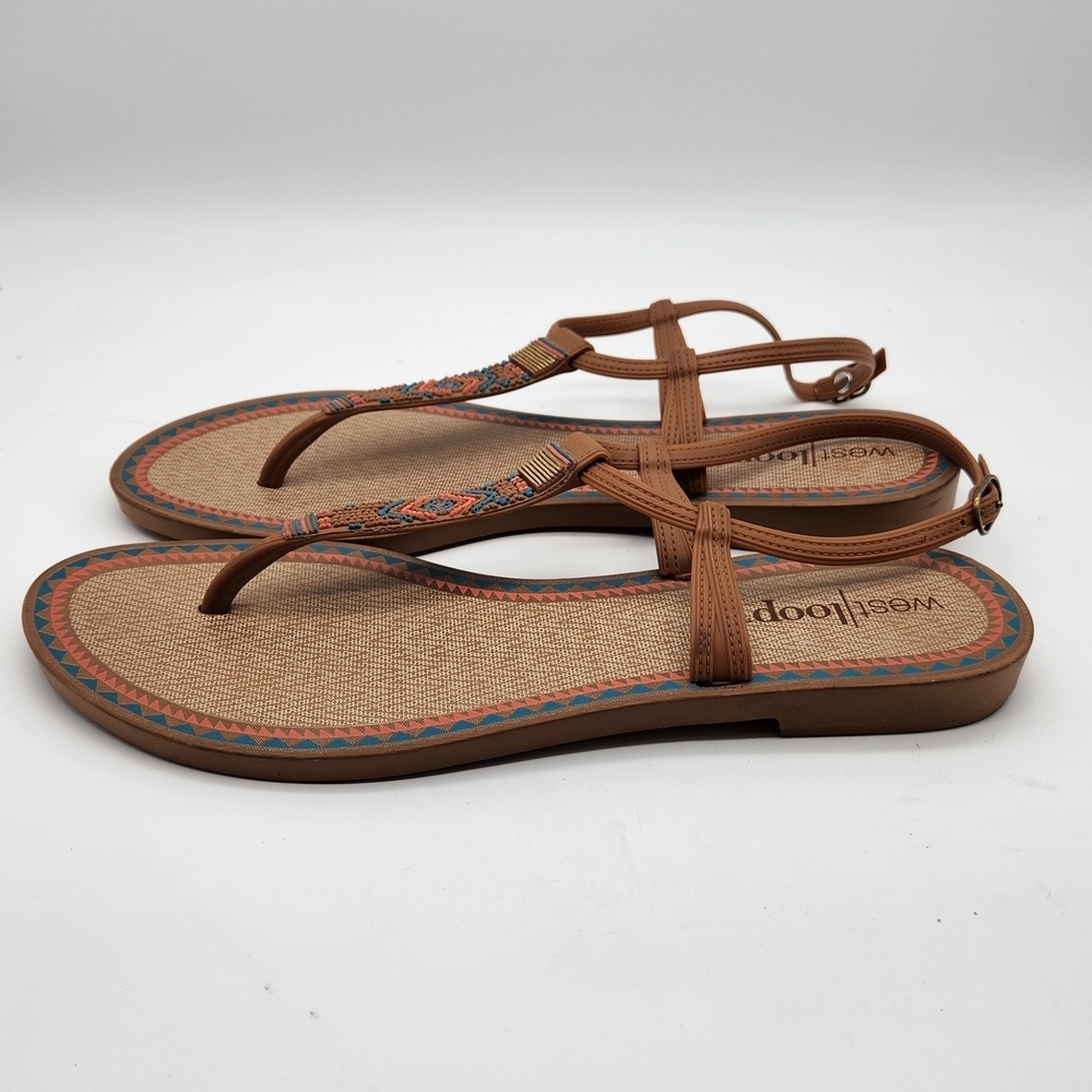 West Loop Grendene Southwest Desert Style Womens Sandals Sling Back Sz 10 - Picture 3 of 7
